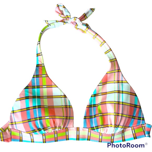 🌺HPx2🍹CUTE!! VS Plaid Halter Bikini Tie-Up Top - Picture 1 of 10